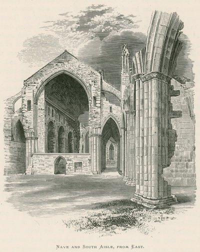 Abadía de Melrose, nave y pasillo sur, desde el este de Alexander Francis Lydon